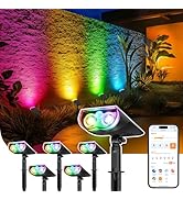 Linkind Smart Solar Lights Outdoor SL5 with Motion Sensor, APP Control Color Changing Solar Spot ...