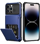 Nvollnoe for iPhone 14 Pro Max Case with Card Holder[Store 5 Cards] Dual Layer Heavy Duty Shockpr...