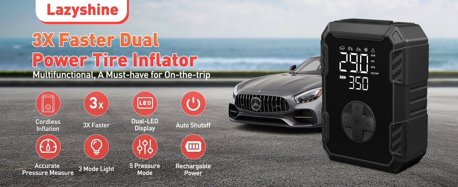 tire inflator portable air compressor car pump