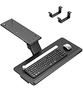 PEGZONE Keyboard Tray Under Desk with Storage Drawer, Height Adjustable Keyboard Tray Slide Out S...