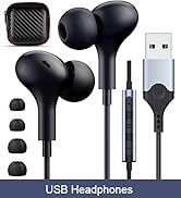 USB Headphones with Microphone for Laptop, 7.5ft Magnetic Wired Earbuds Noise Canceling in-Ear Ea...