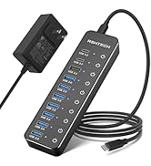 Powered USB Hub, RSHTECH 10-Port USB 3.2/USB C Hub 60W with 10Gbps USB-A 3.2, 2 USB-C 3.2, 7 USB ...