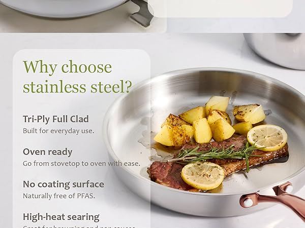 stainless steel frying pan