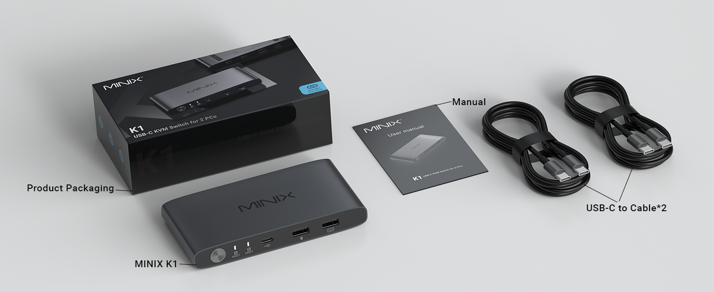 MINIX K1 USB C KVM Switch 1 Monitors 2 Computers