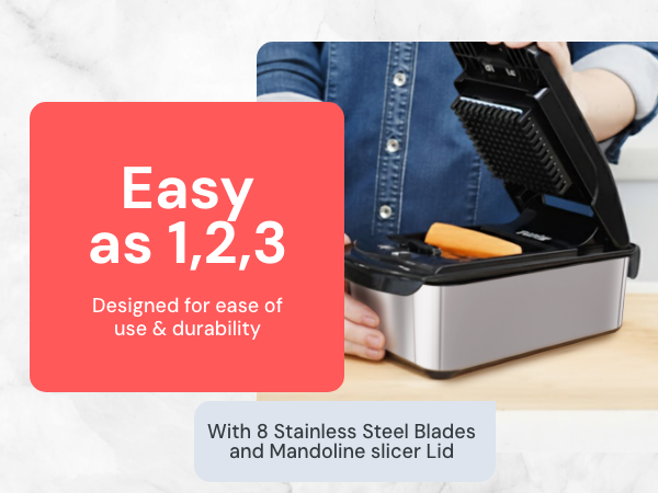 Fullstar 8 in 1 Pro Chopper and Mandoline is easy to use and durable