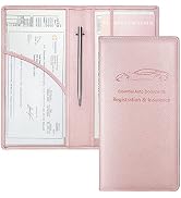 Yarnic Car Registration and Insurance Holder, Pu Leather Car Registration and Insurance Card Hold...