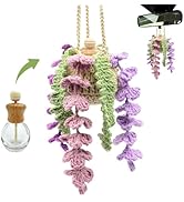Crochet Car Air Freshener, 15ml Empty Refillable Oil Diffuser Bottle with Crochet Violet Hanging ...