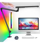 LED Desk Lamp with Clamp, 16W Architect Desk Lamp with Dual LED Light, Flexible 3 Sections Swing ...