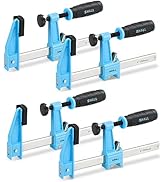SHALL 6-Inch Steel Bar Clamps Set, 4-pack Medium-Duty Quick-Release F Clamps, 600 Lbs Load Limit ...