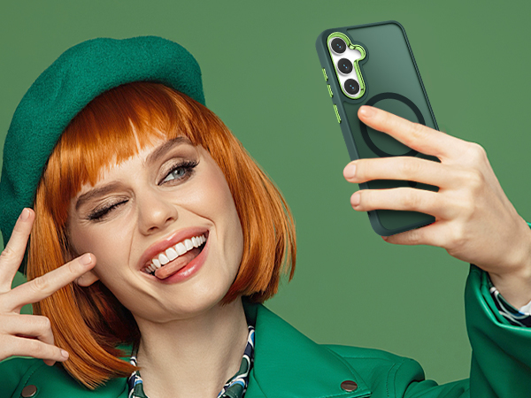 a green matte case, elegant, stylish, attractive