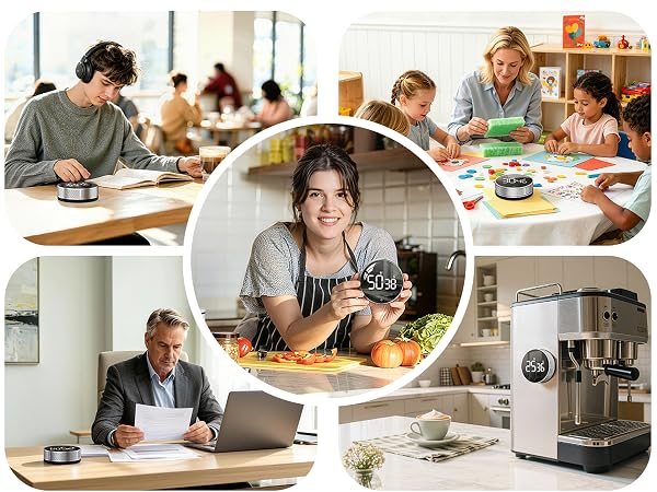 Timer designed for kitchen, classroom, fitness, meeting and more, whether we are elderly or kids.