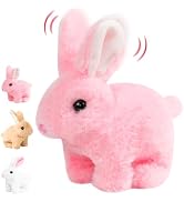 Vizela Hopping Rabbit Interactive Electronic Pet Plush Bunny Toy,7'' Interactive Jumping and Twit...
