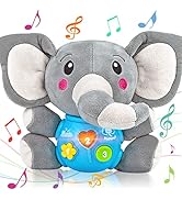 Aitbay Plush Elephant Music Baby Toys 0 3 6 9 12 Months, Cute Stuffed Aminal Light Up Baby Toys N...
