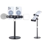 XIXAN Metal Phone Tripod Mount Adapter, 360° Rotatable Dual Cell Phone Holder Clip Clamp with Ext...