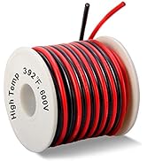 16 Gauge Silicone Wire Spool 50 Feet, Ultra Flexible High Temp 200 deg C 600V 16 AWG Stranded Wir...
