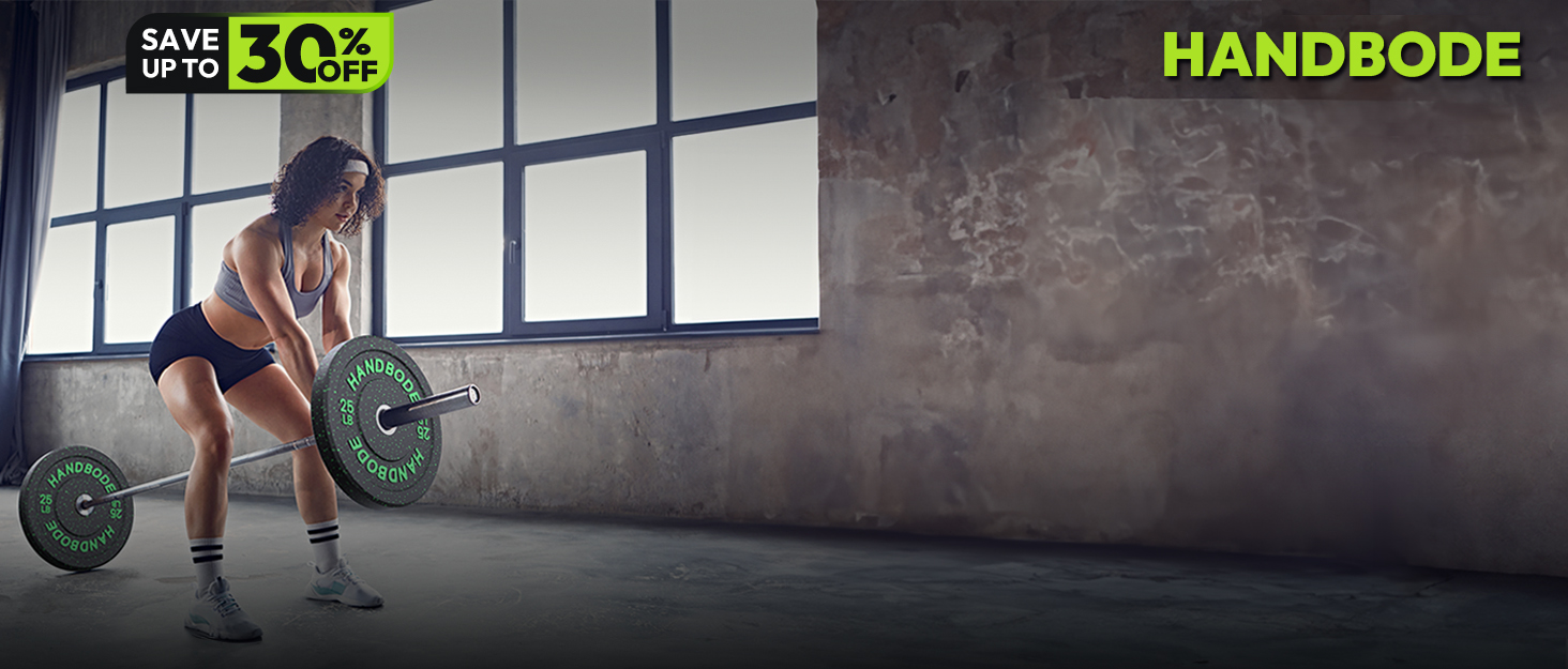 HANDBODE BARBELL BUMPER PLATES DUMBBELLS SET