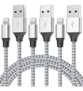 Durable iPhone Charger Cord 6ft 3Pack [Apple MFi Certified] Lightning Cable Nylon Braided iPhone ...
