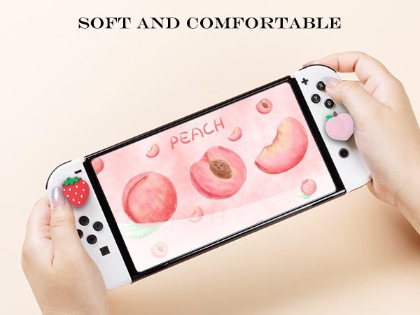 Switch joycon thumb grips strawberry peach