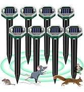 Solar Powered Ultrasonic Mole Repellent Spikes 8 Pack - IP65 Waterproof Groundhog, Gopher, Vole, ...