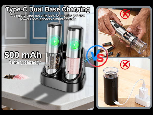 electric salt and pepper grinder set rechargeable salt and pepper shakers salt and pepper mill set