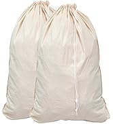 Simple Houseware Extra Large Natural Cotton Laundry Bag, Beige (28" x 36") - 2 Pack