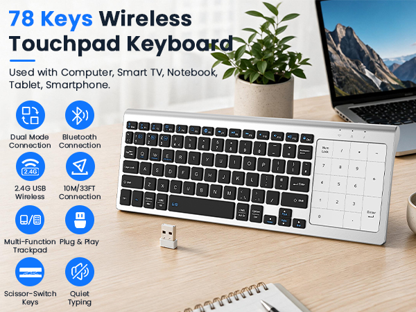 wireless bluetooth keyboard with trackpad keyboard with touchpad keyboard for tv