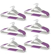 MLKJHHI 60 Pack Heavy Duty Plastic Hangers, Non Slip Clothes Hangers with Rubber Pads and 360° Ho...