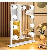 YEKKOPT Vanity Mirror with Lights,Lighted Makeup Mirror with 9 LED Bulbs, Light Up Makeup Mirror ...