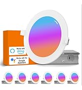 Dcvoltfield Smart led RGB Recessed Lighting,Ultra -Thin Color Changing Canless LED Downlight with...