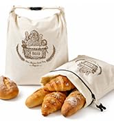VIS'V Linen Cotton Beeswax Bread Bags with Zippper, 16.7 x 12.8 In, 2 Pcs | XL Size, Dual Seal, R...