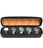 AUKURA Hard Watch Roll Travel Case, 5 Slot Zipper Case Storage and Organizer for Men and Women, w...