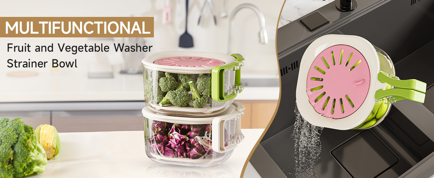 fruit washing bowl with strainer