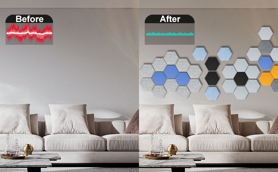 Amantech hexagon acoustic panel acoustic foam sound proof foam panels sound absorbing panel
