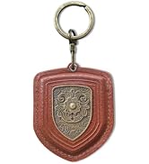 ZOUITY Vintage Badge Leather Keychain Holder Case Compatible with AirTag | Multi Retro Metal Badg...