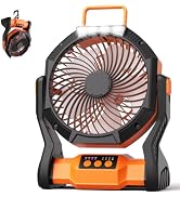 VOSFEEL 20000mAh Rechargeable Battery Powered Fan with LED Lantern - Portable Outdoor Tent Fans f...