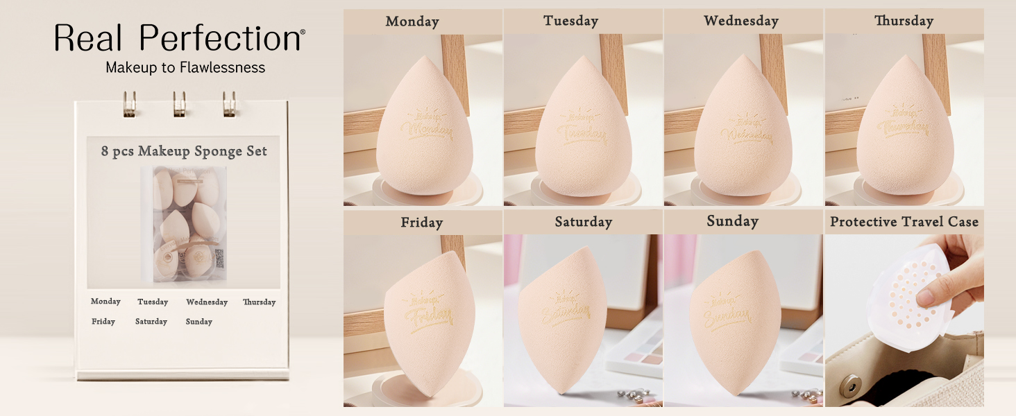 Real Perfection Makeup Sponge Set Blender Sponges Beauty Blenders Beauty Sponges Beige