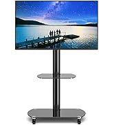 Rfiver Universal Swivel Mobile TV Stand Rolling Cart for 32-75 Inch Flat Screen TV Monitor, Tall ...