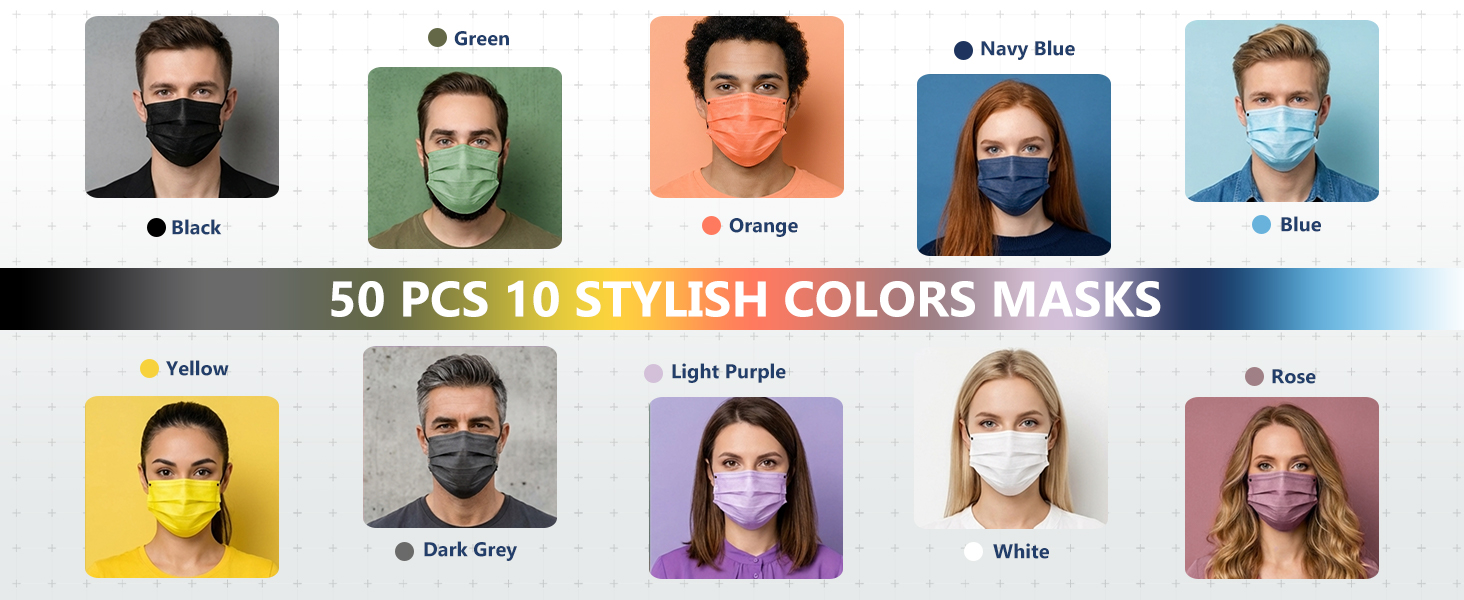 fashion 10 colors coloful face masks men women adults green pink black white blue yellow purple