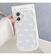 QLTYPRI Bow Case for iPhone 16, Clear Cute Ribbon Bow Phone Case Curly Wavy Aesthetic Phone Case,...