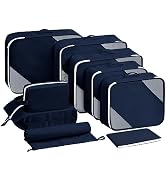 Easortm Packing Cubes for Carry on Suitcase 9 Set, Travel Packing Organizers Durable Luggage Bags...