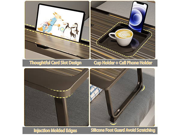 Portable Lap Tray Table with Storage Drawer and Cup Holder, Laptop Bed Desk Tray for Eating