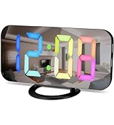 Digital Alarm Clock for Bedroom,6.5" LED Mirror Clocks Large Display,with 2 USB Ports,Auto Dimmin...