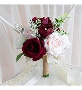 Udoula Wedding Bouquets for Bride Bridesmaid, Artificial Roses Flowers for Wedding Church Decorat...