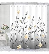 GKLEASG Eucalyptus Shower Curtain, Ombre Floral Leaves Plant Washable Fabric Bath Decor with 12 H...