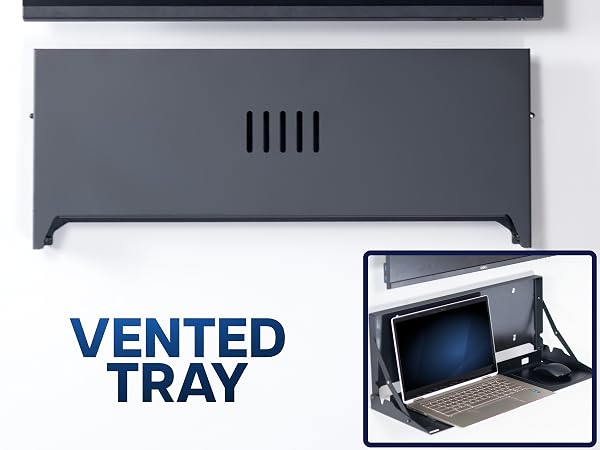 Flip Down Keyboard Tray Wall Mount vented tray