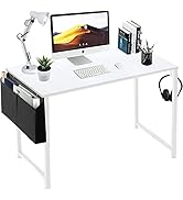 Lufeiya Small White Computer Desk for Bedroom - 40 inch Writing Table for Teens Kids Home Office ...