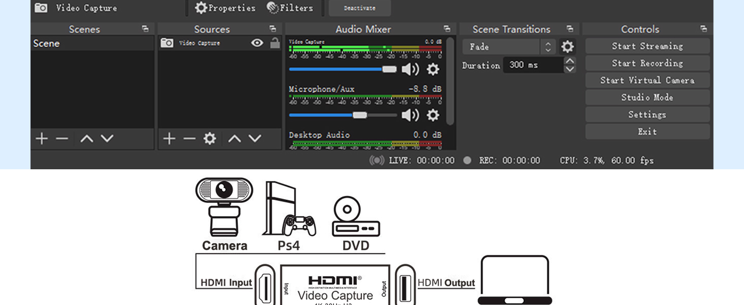 4K HDMI to USB 3.0 Type C Video Capture Card 1080P 60FPS
