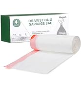 Small Drawstring Trash Bags, Magesh 4 Gallon Kitchen Trash Bags/ Garbage Bags, White, 30 Counts…