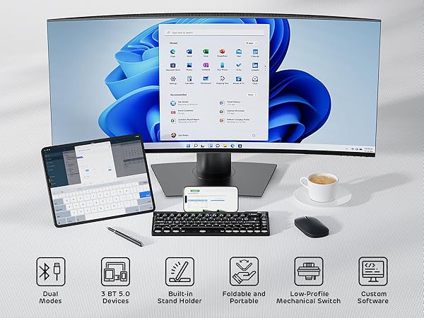 60% Foldable Low Profile Mechanical Keyboard Wireless Mechanical Keyboard