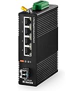 MokerLink 5 Port Gigabit Industrial DIN-Rail Network Switch, 4 Gigabit Ethernet, 1 Gigabit SFP Sl...